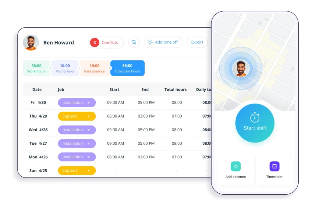 Connecteam time and attendance